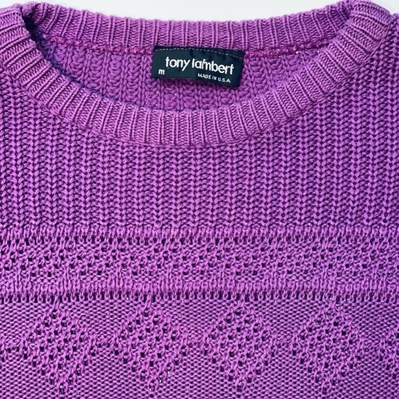 TONY LAMBERT Women's Pullover Cotton Sweater Size Medium *Made in USA* Purple - Picture 5 of 9